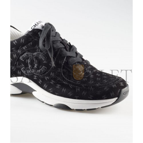 CHANEL SNEAKERS 		PRINTED SUEDE CALFSKIN			BLACK G39230 X56653 94305