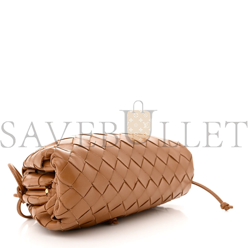 BOTTEGA VENETA NAPPA INTRECCIATO THE MINI POUCH CARMEL (21*11*5cm)