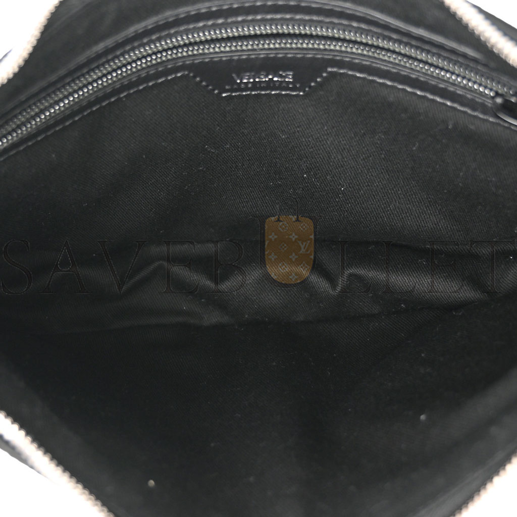 VERSACE CALFSKIN SMALL REPEAT ZIP HOBO BLACK  (30*22*5cm)