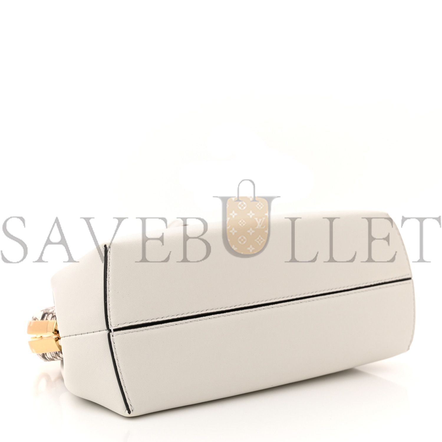 FENDI SHINY NAPPA SNAKESKIN SMALL FENDI FIRST WHITE ROCCIA (26*18*9.5cm)