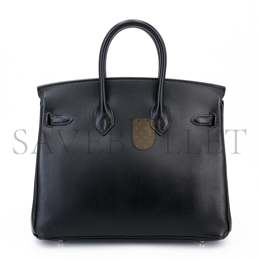 HERMES MASTER BIRKIN 25 BLACK NOIR TADELAKT LEATHER SILVER BUCKLE 1530255866 (25*20*13cm)