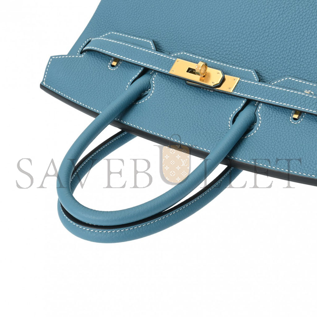 HERMÈS BIRKIN 30 DENIM BLUE GOLD BUCKLE BAG 619577 (30*20*13cm)