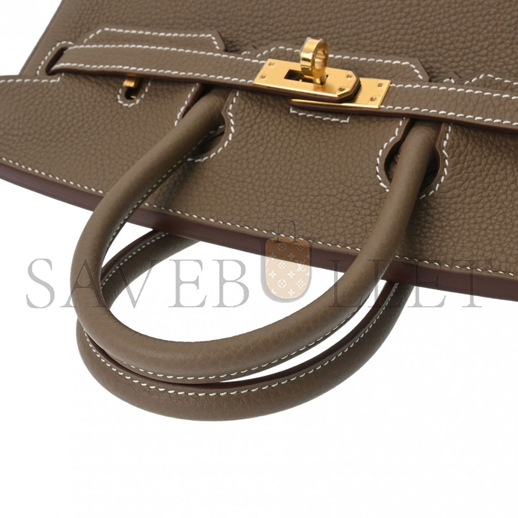 HERMES MASTER BIRKIN 25 TOGO LEATHER ELEPHANT GREY GOLD BUCKLE BAG H028369CC18 (25*20*13cm)