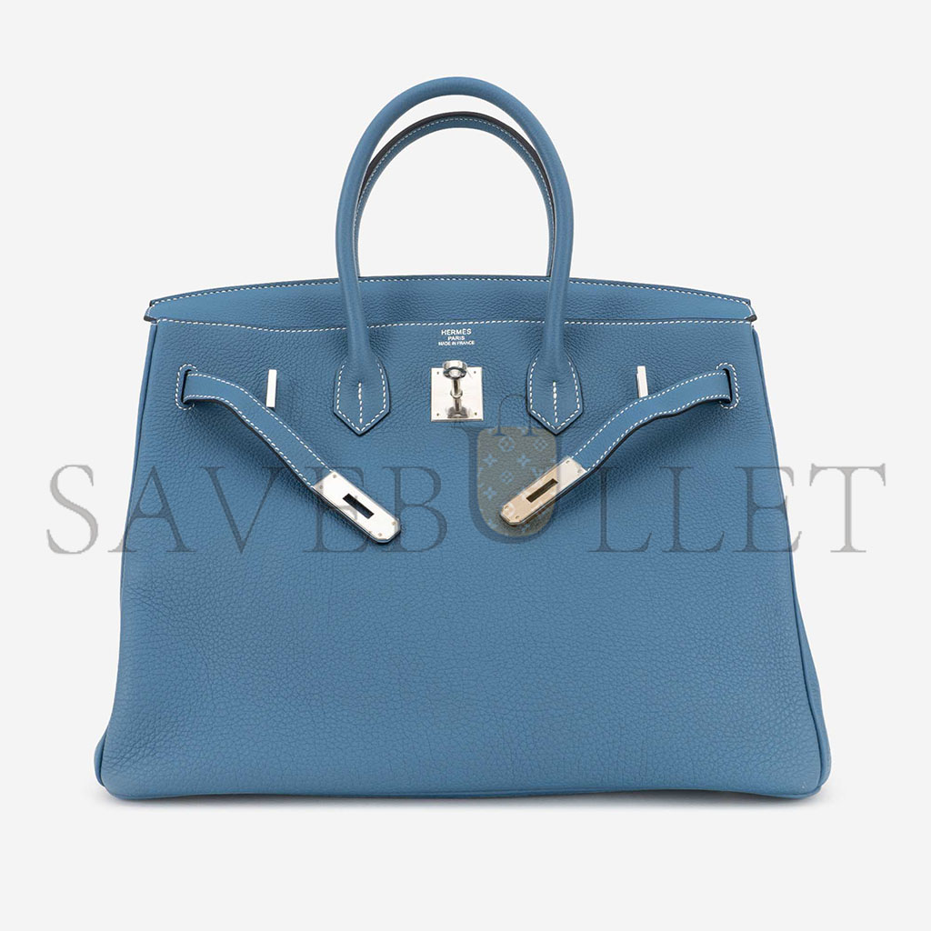 HERMÈS MASTER BIRKIN 35 TOGO BLUE JEAN SILVER BUCKLE BAG H028369CK75 (35*25*19cm)