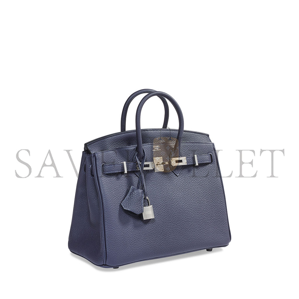 HERMES MASTER BIRKIN 30 TOGO LEATHER MIDNIGHT BLUE POPPY ORANGE SILVER BUCKLE BAG 454074 (30*23*15cm)