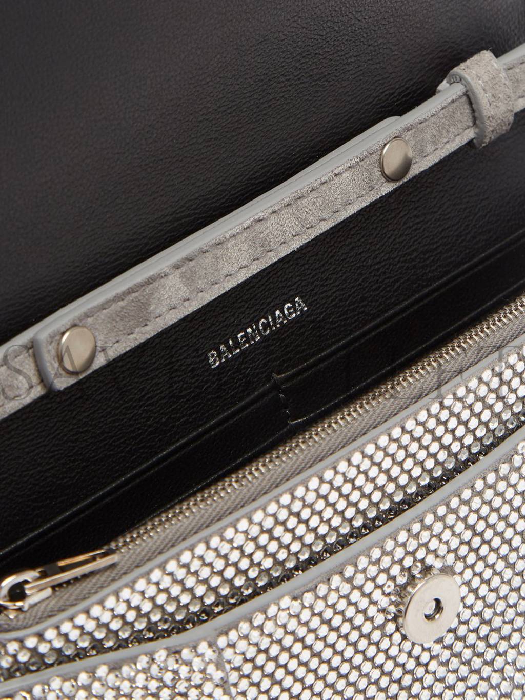 BALENCIAGA GREY HOURGLASS CRYSTAL-EMBELLISHED CROSS-BODY BAG MATCHESFASHION US (19.8*12.1*5cm)