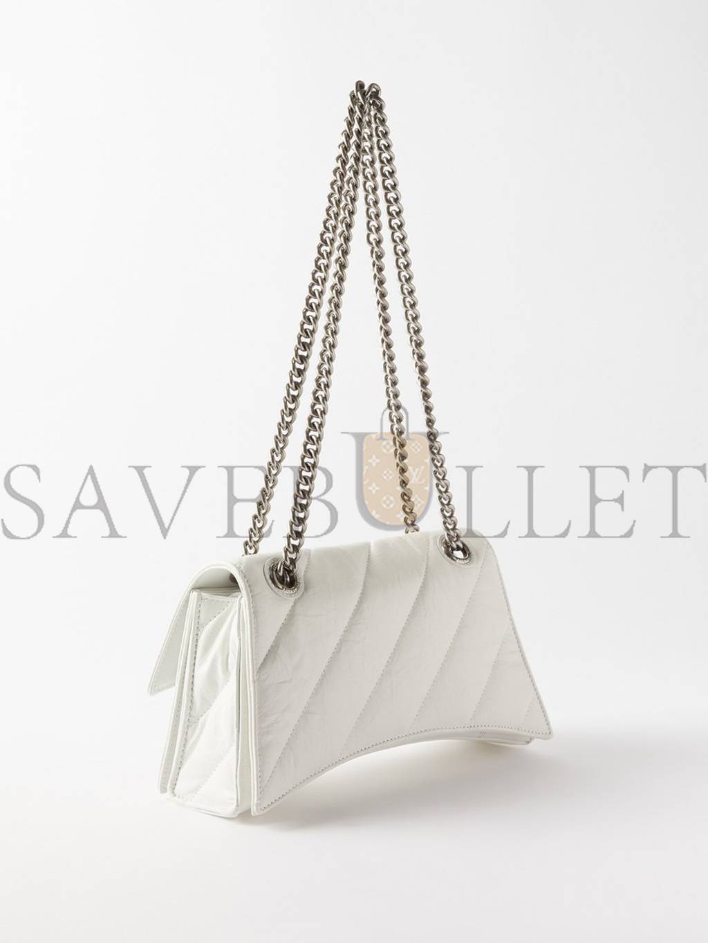 BALENCIAGA WHITE CRUSH S QUILTED CREASED-LEATHER SHOULDER BAG MATCHESFASHION US (25*14.9*10cm)