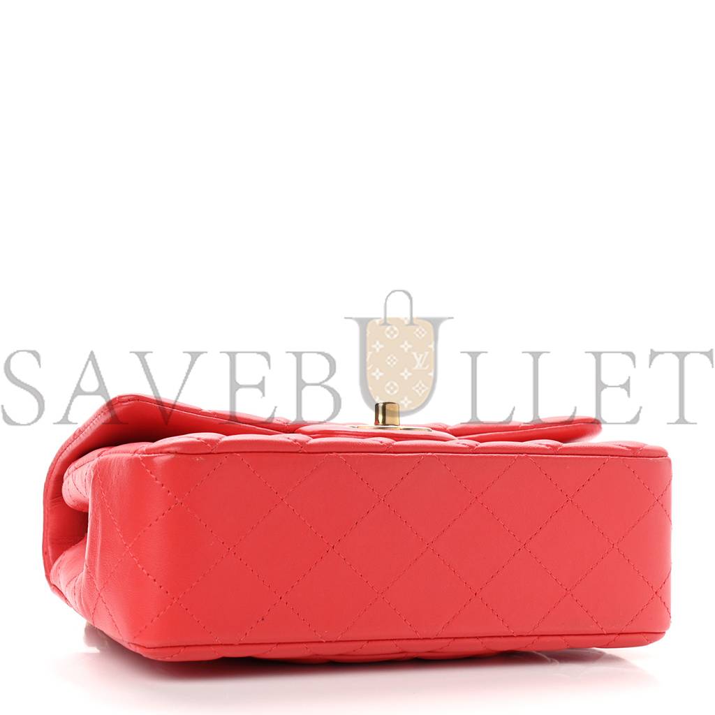 CHANEL LAMBSKIN QUILTED MINI RECTANGULAR FLAP RED (20*12*6cm)