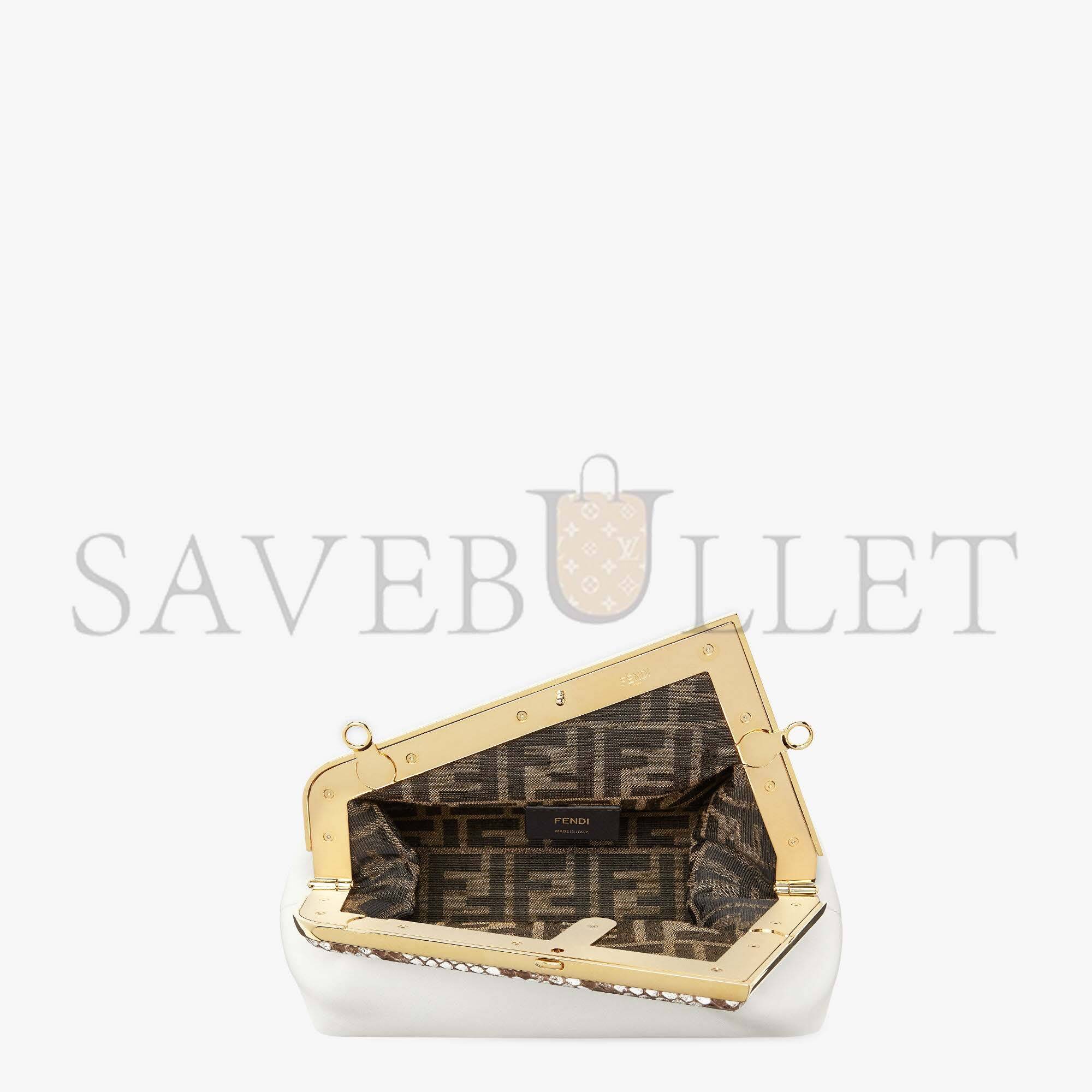 FENDI FIRST SMALL - WHITE LEATHER BAG WITH EXOTIC DETAILS 8BP129AGWRF1GEN (26*18*9.5cm)