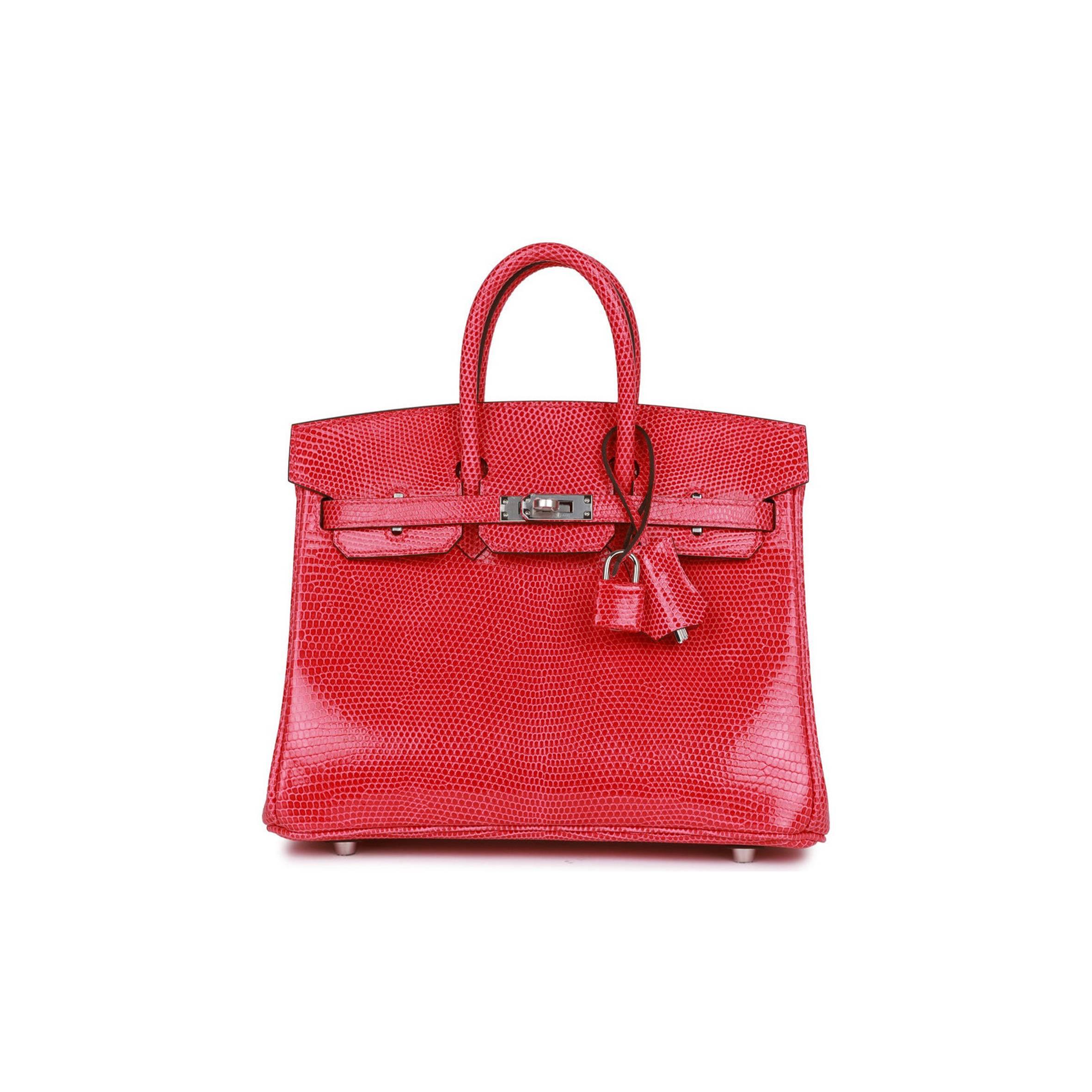 HERMES BIRKIN 25 ROSE EXTREME LIZARD  PALLADIUM HARDWARE (25*19*12cm)