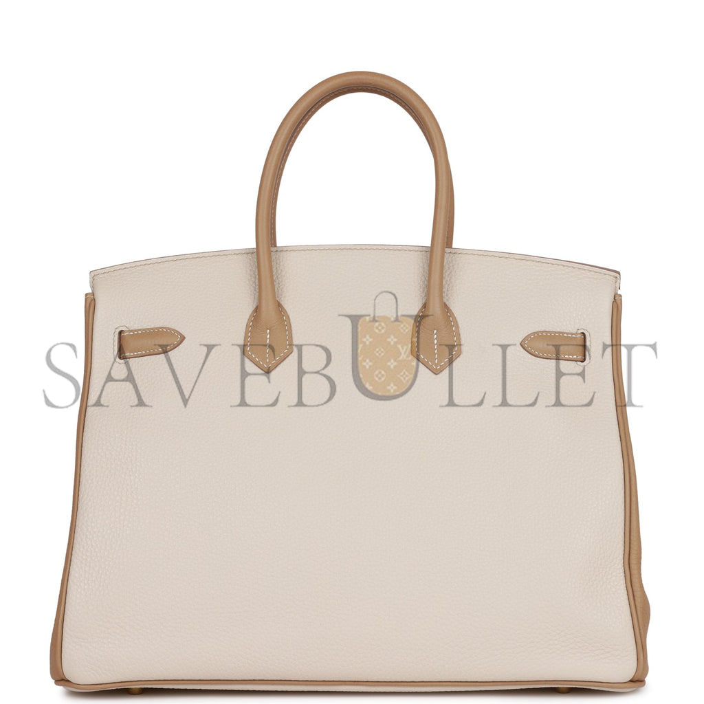 HERMES SPECIAL ORDER (HSS) BIRKIN 35 CRAIE AND TRENCH CLEMENCE BRUSHED GOLD HARDWARE (35*25*18cm)