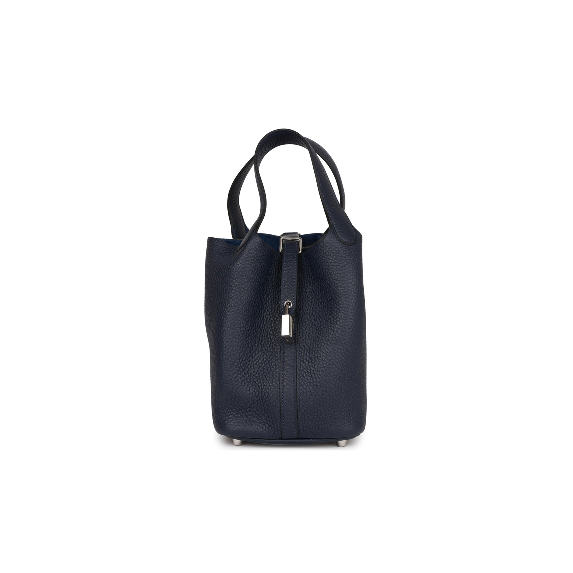 HERMES PICOTIN LOCK 18 BLEU NUIT CLEMENCE PALLADIUM HARDWARE (18*13*18cm)