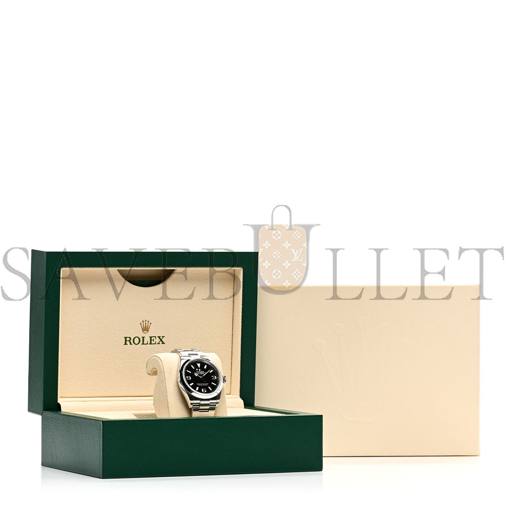 ROLEX STAINLESS STEEL 36MM OYSTER PERPETUAL EXPLORER WATCH BLACK 124270