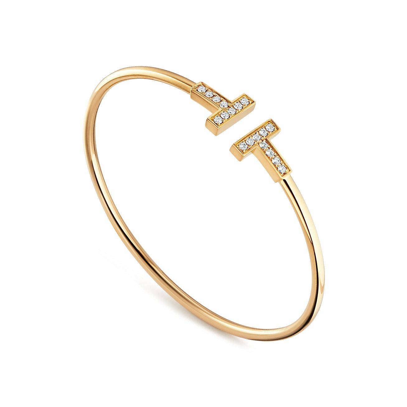 Tiffany T Diamond Wire Bracelet in 18k Gold