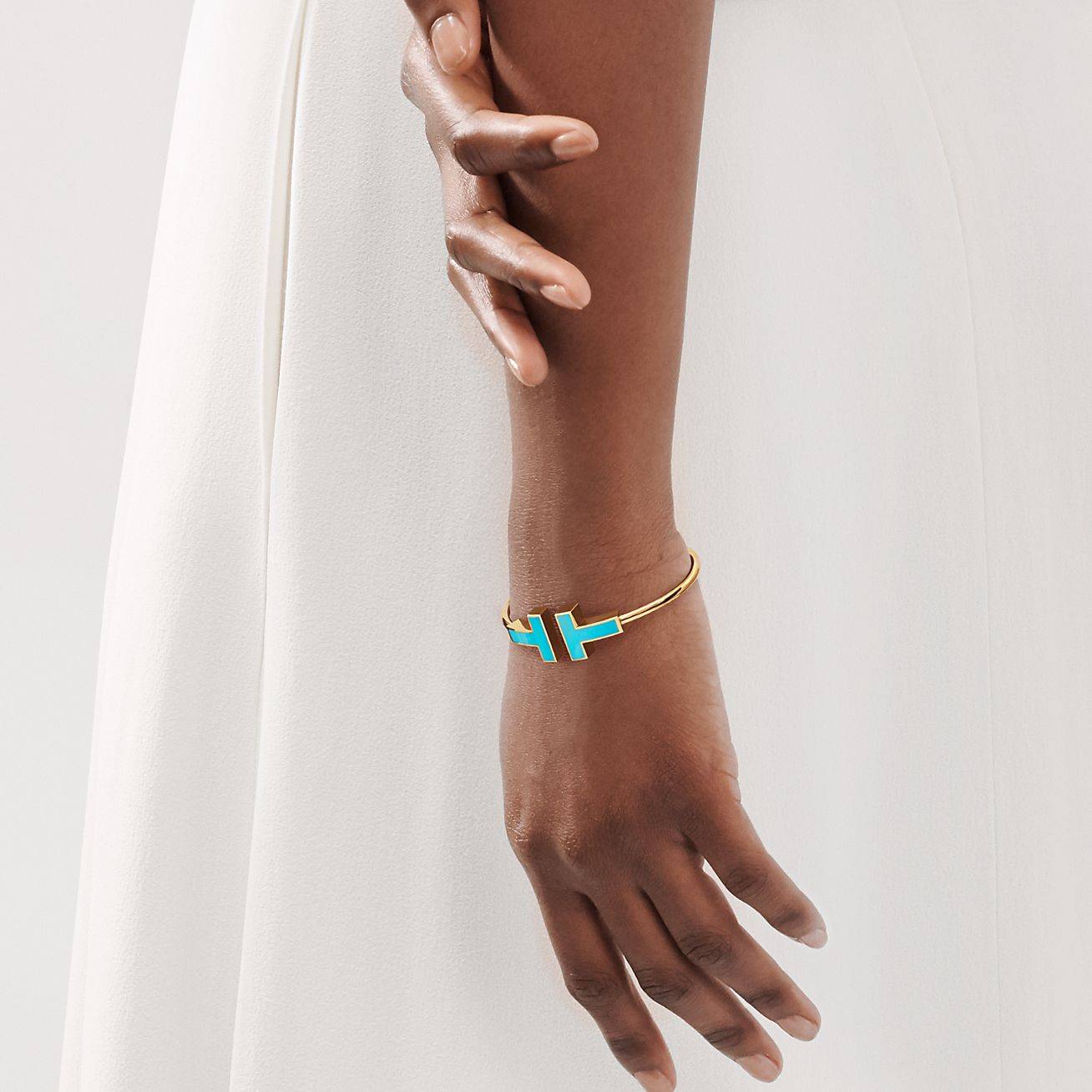 TIFFANY T WIDE TURQUOISE WIRE BRACELET IN 18K GOLD