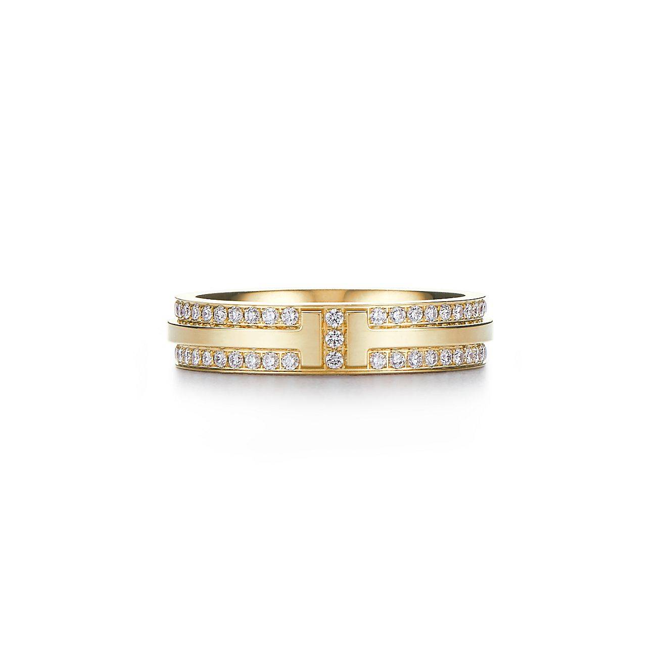 Tiffany T Narrow Pavé Diamond Ring in 18k Gold