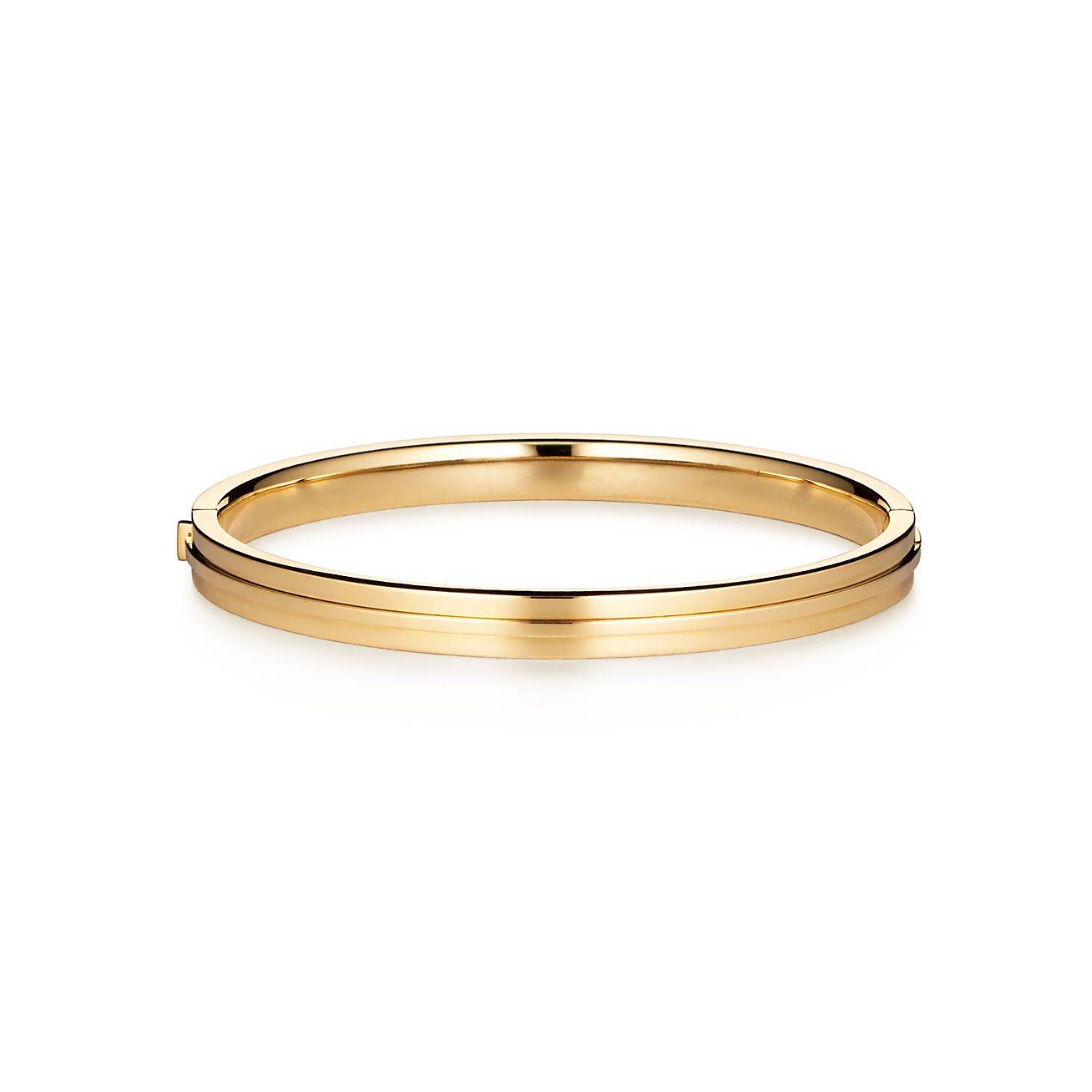 Tiffany T Diamond Hinged Bangle in 18k Gold