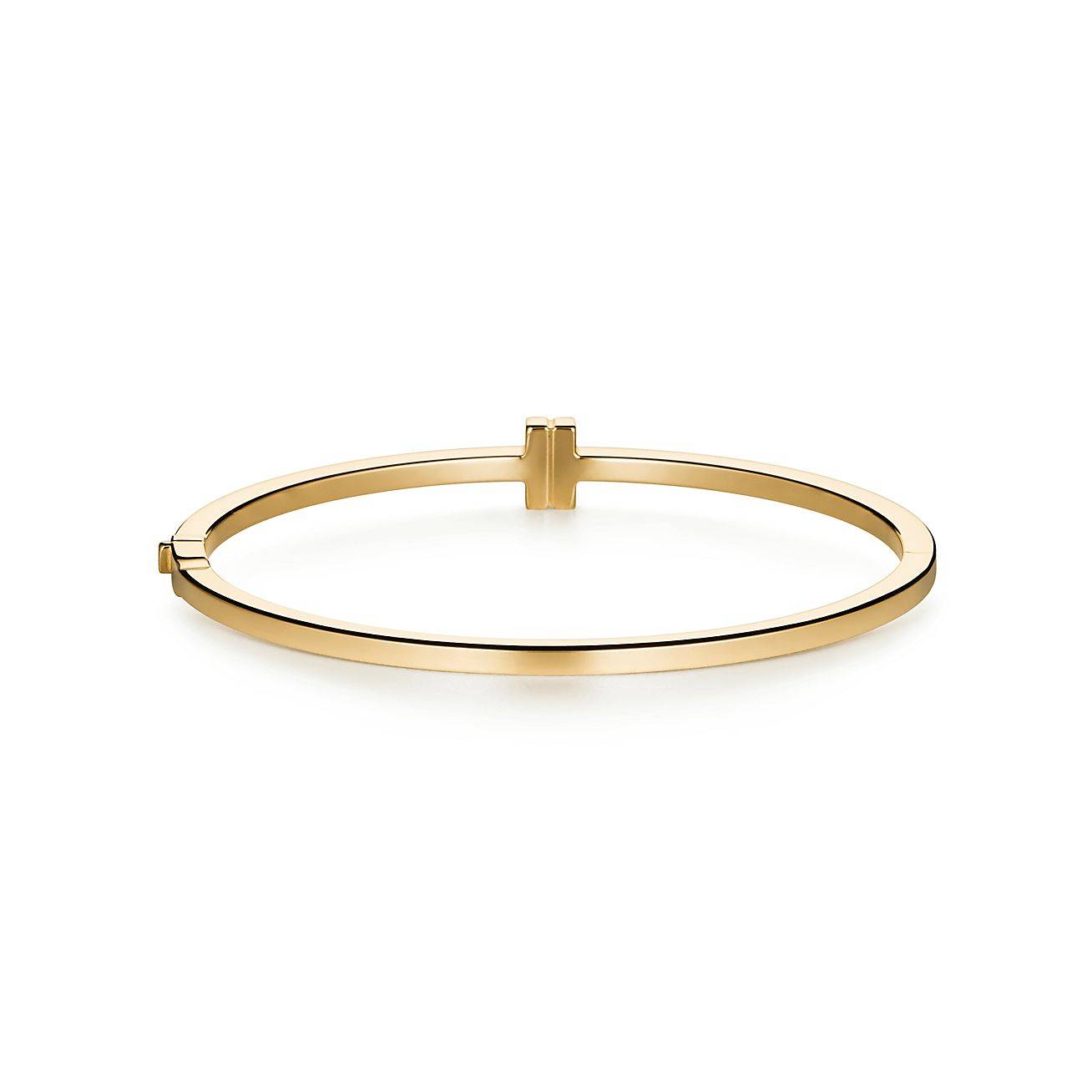 Tiffany T Diamond Hinged Wire Bangle in 18k Gold