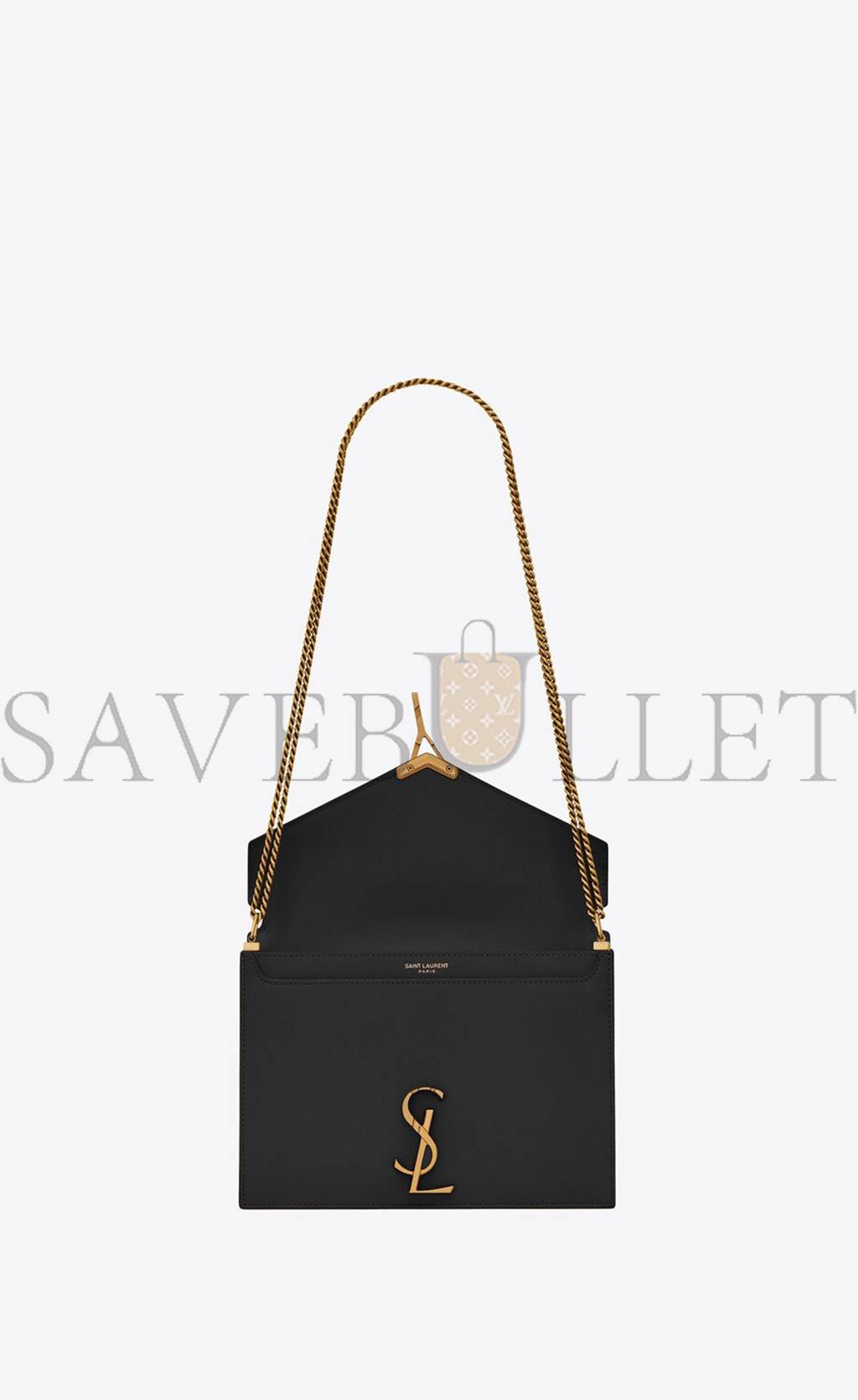 YSL CASSANDRA MEDIUM CHAIN BAG IN GRAIN DE POUDRE EMBOSSED LEATHER 532750BOW0W1000 (22*16.5*5.5cm)