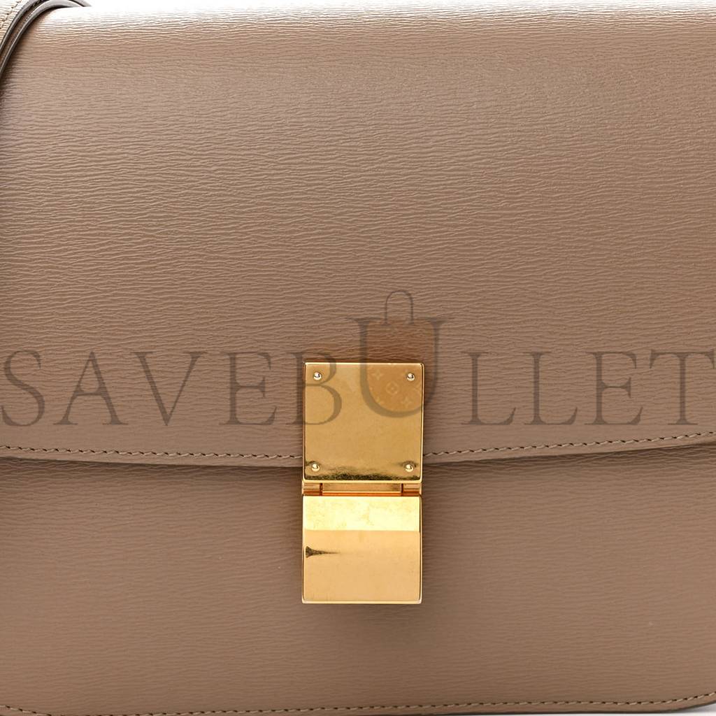 CELINE LIEGE CALFSKIN MEDIUM CLASSIC BOX FLAP BAG TAUPE (23*17*6cm)