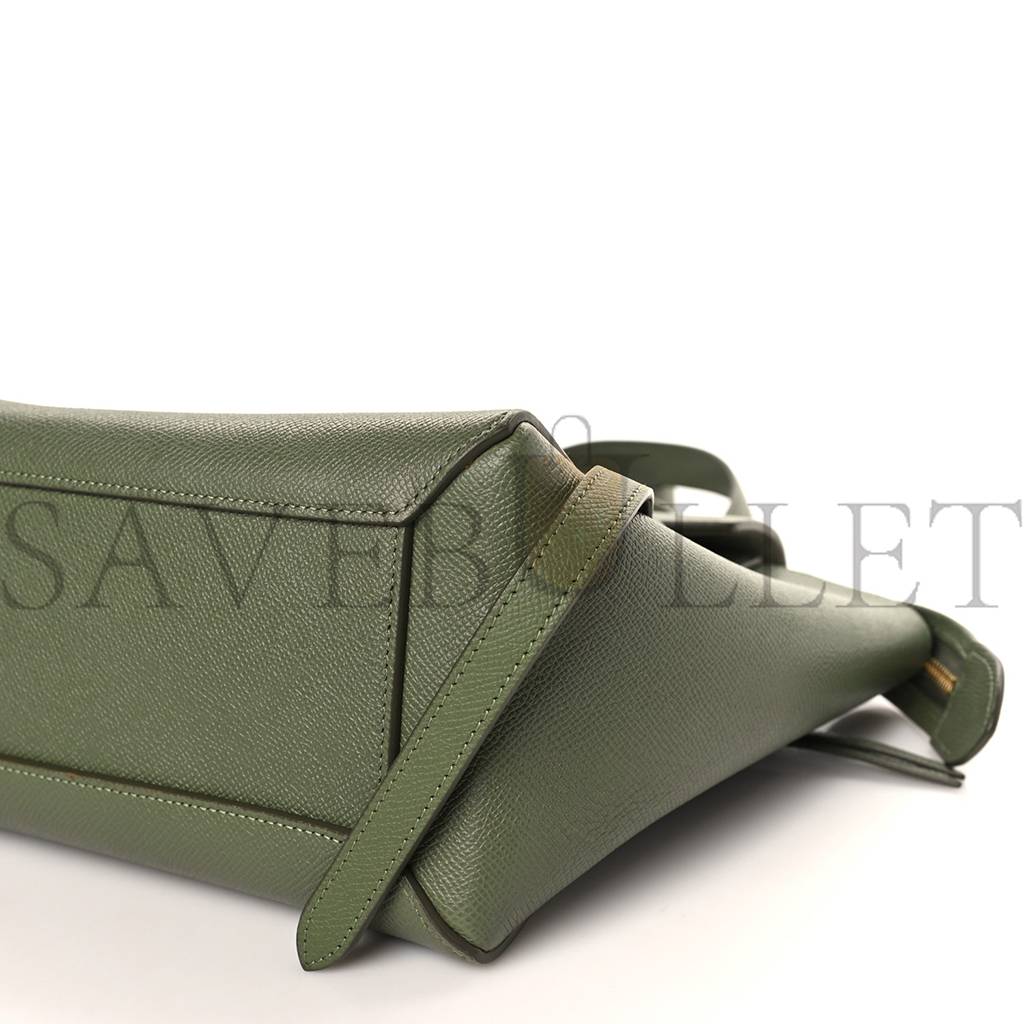 CELINE GRAINED CALFSKIN MICRO BELT BAG ARMY GREEN (23*22*13cm)