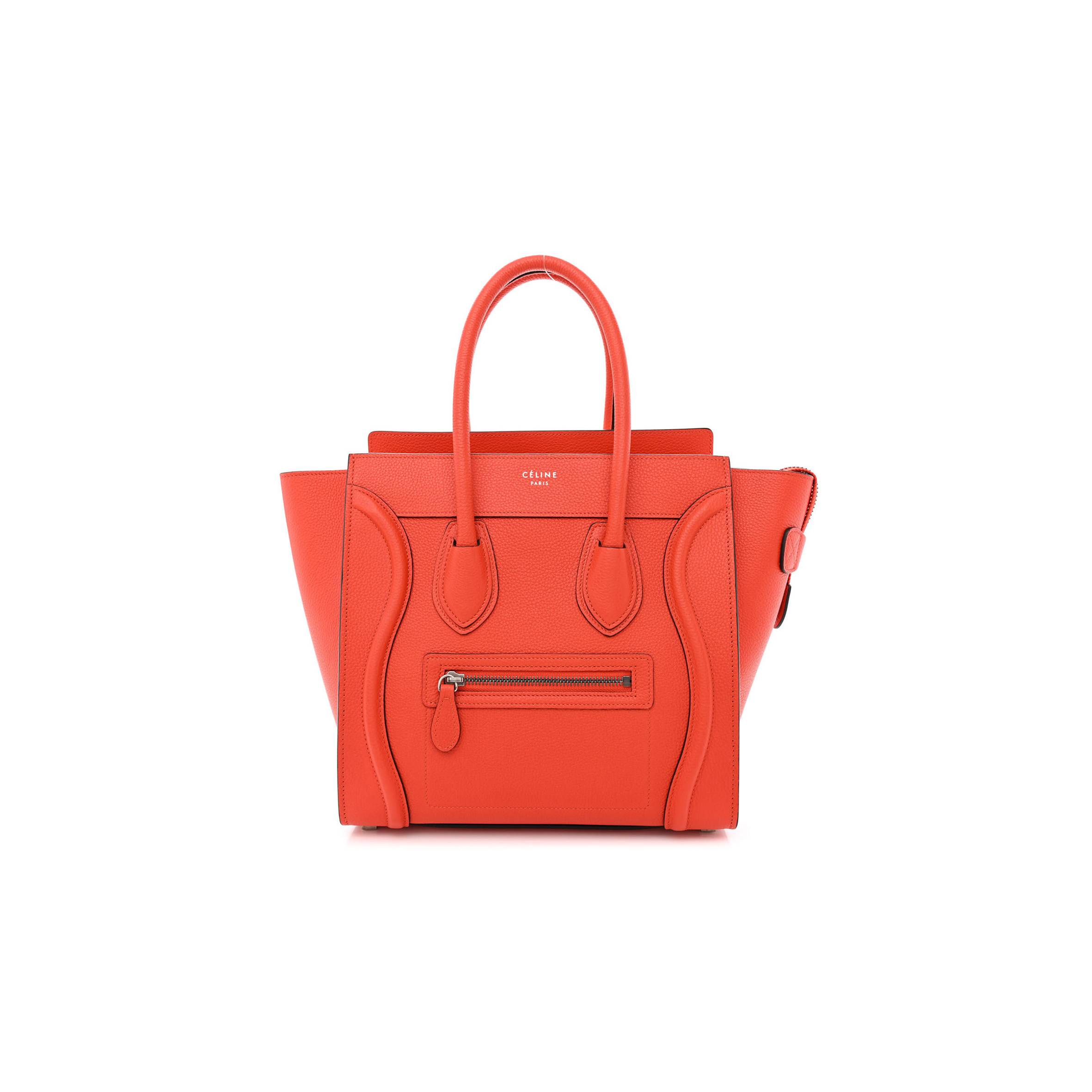 CELINE DRUMMED CALFSKIN MICRO LUGGAGE VERMILLION (27*26*13cm)