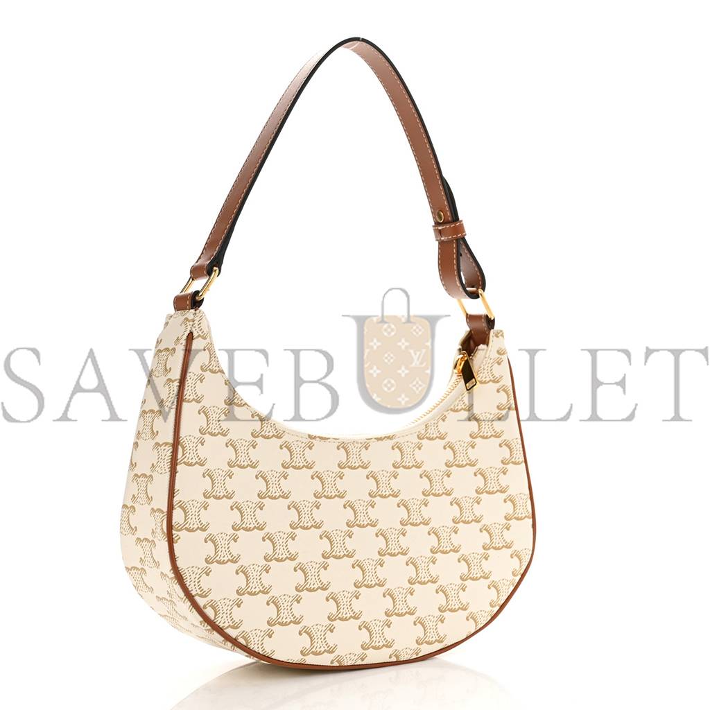 CELINE CANVAS CALFSKIN AVA TRIOMPHE SHOULDER BAG WHITE (25*20*7cm)