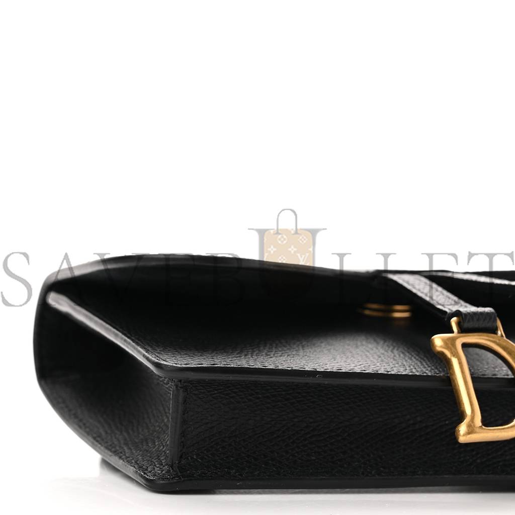 DIOR GRAINED CALFSKIN SADDLE BELT BAG BLACK (17*10*3.2cm)